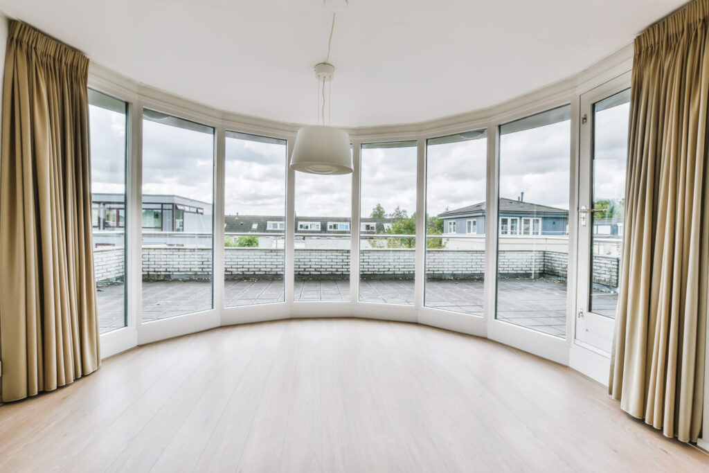 Bright and beautiful room with large windows