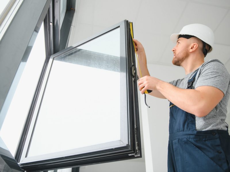 Professional master at repair and installation of windows, at work. Professional master at repair and installation of windows, at work.